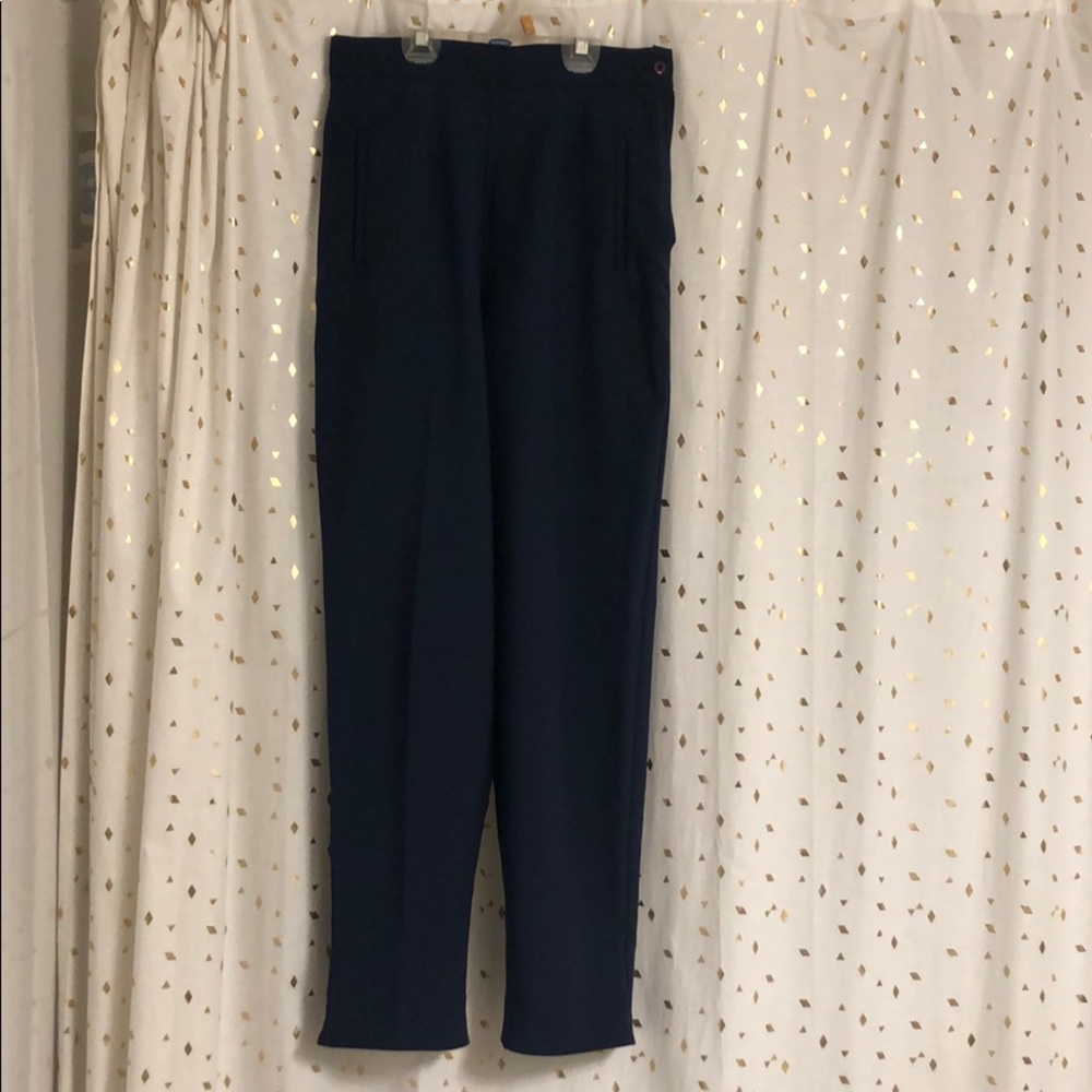 Vintage high waisted pleated blue trousers pants